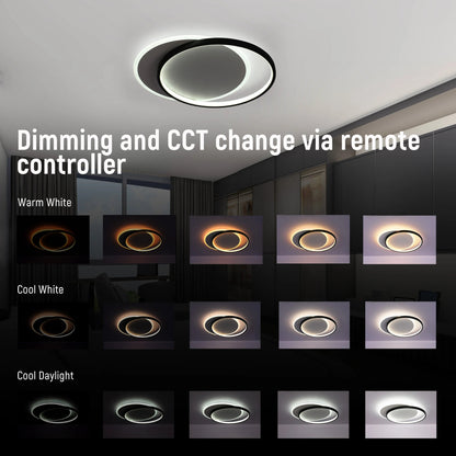Dual-Ring LED Ceiling Light, CCT Tunable Dimmable with Remote, Flush Mount