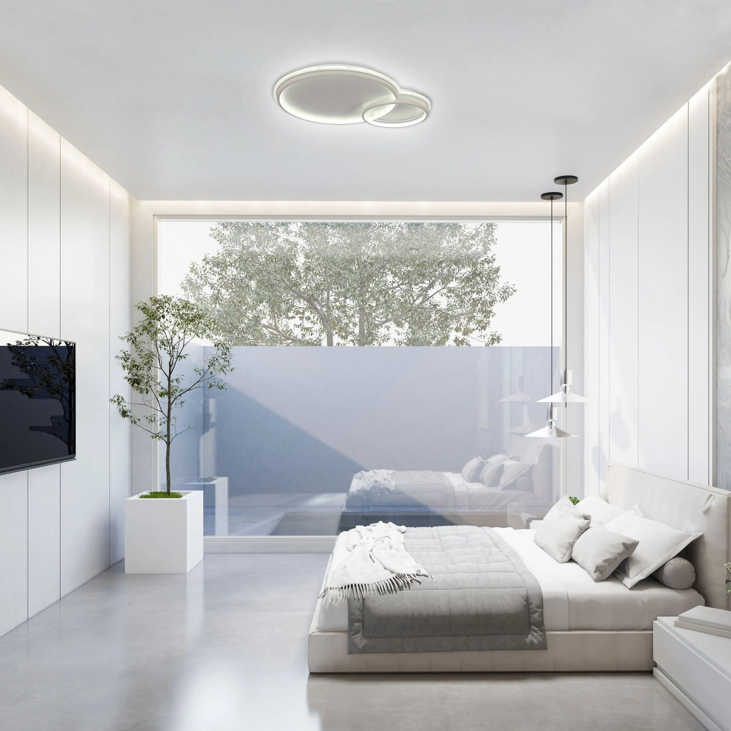 Dual-Ring LED Ceiling Light, CCT Tunable Dimmable with Remote, Flush Mount