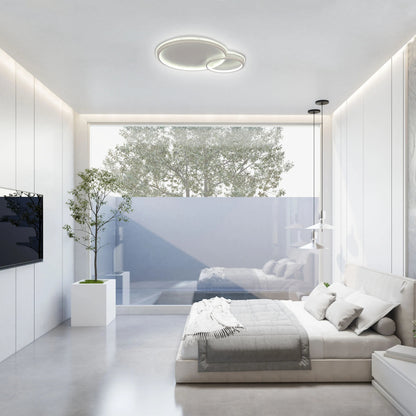 Dual-Ring LED Ceiling Light, CCT Tunable Dimmable with Remote, Flush Mount