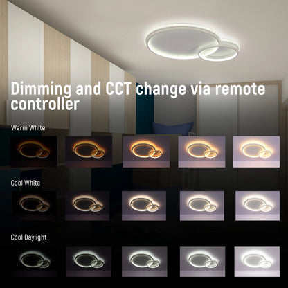 Dual-Ring LED Ceiling Light, CCT Tunable Dimmable with Remote, Flush Mount