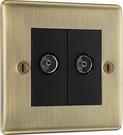 BG Nexus Metal Antique Brass Co-Axial & Satellite Sockets