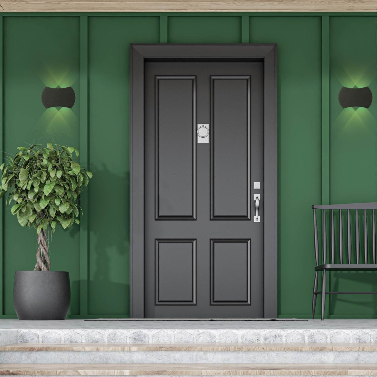 Black 4 way Up Down Outdoor Modern LED Wall Light