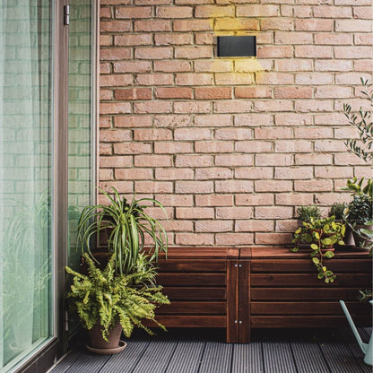 Black Slim Cuboid Up Down Outdoor Modern LED Wall Washer Light