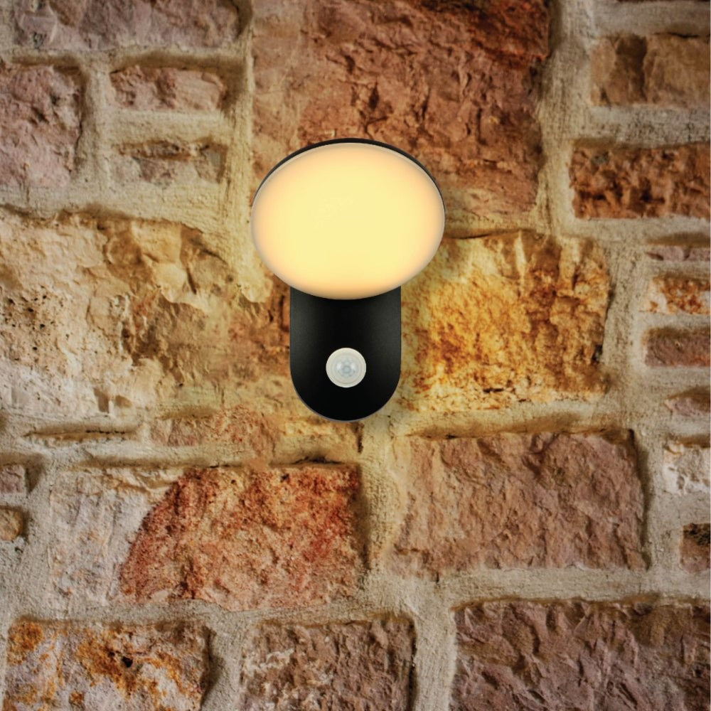 Black UFO LED Outdoor Wall Light with PIR Sensor