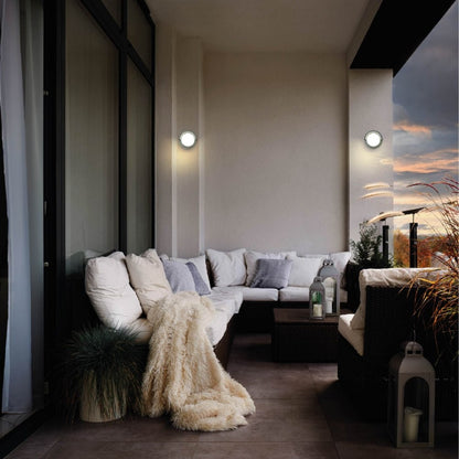 LED Diecast Aluminium Round Hood Wall Lamp 12W IP54 Grey