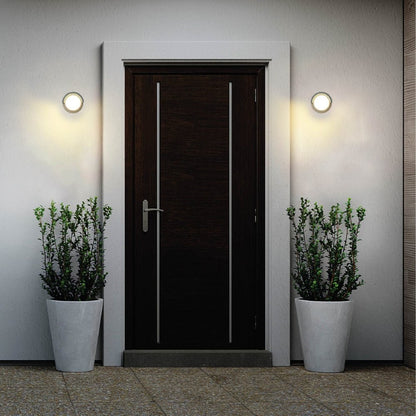 LED Diecast Aluminium Round Hood Wall Lamp 12W IP54 Grey