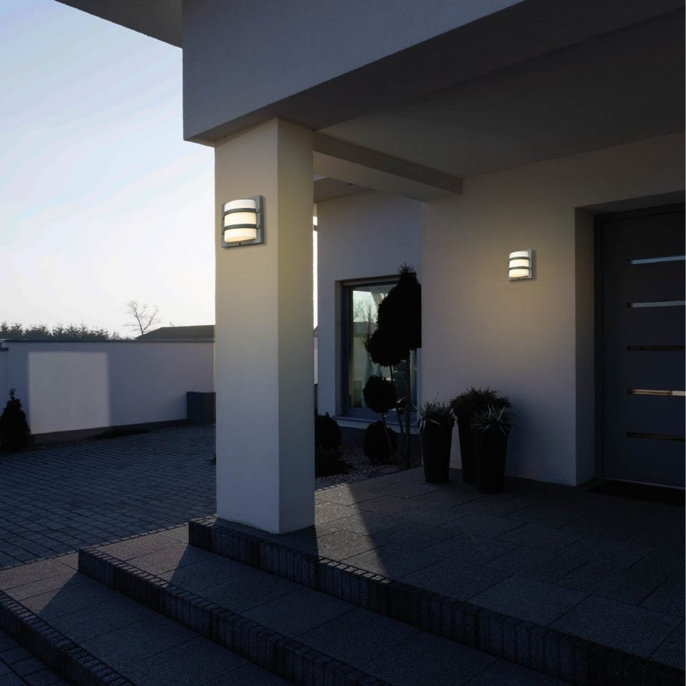 LED Diecast Aluminium Stripped Wall Lamp 12W Warm White 3000K IP54 Grey