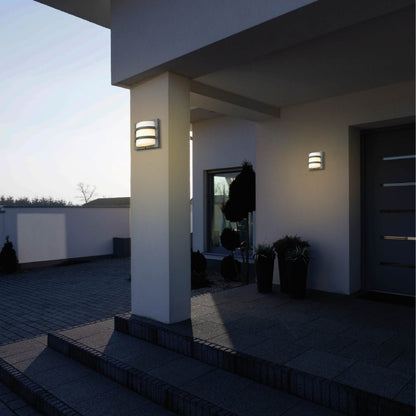 LED Diecast Aluminium Stripped Wall Lamp 12W Warm White 3000K IP54 Grey