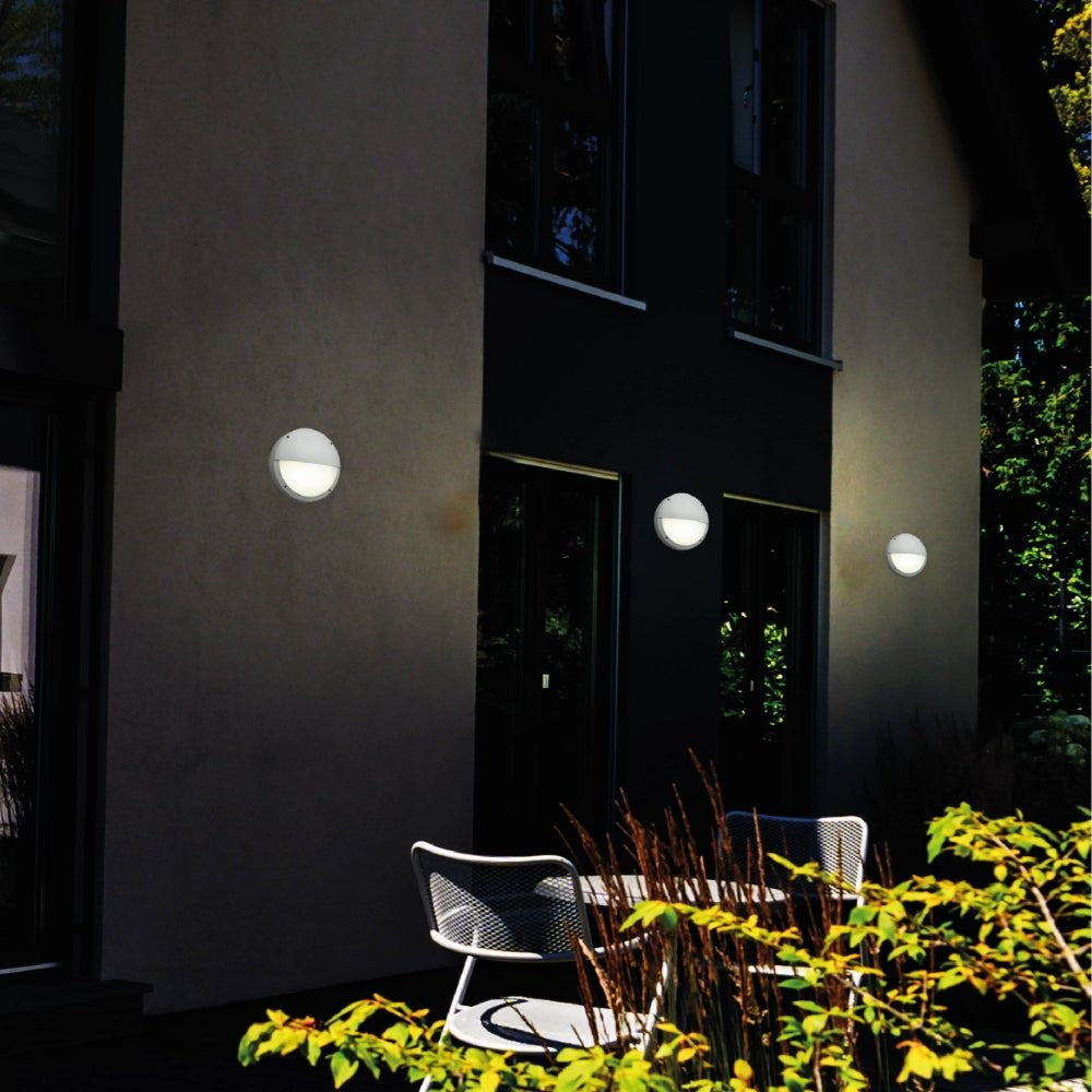Fool Moon Eyelid LED Diecast Aluminium Round Wall Lamp 20W Cool White 4000K IP54 Grey 275mm