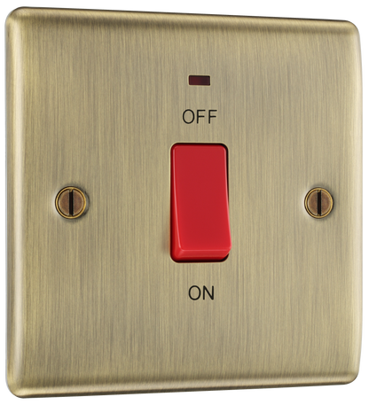 BG Nexus Metal Antique Brass 45A Double Pole Switches