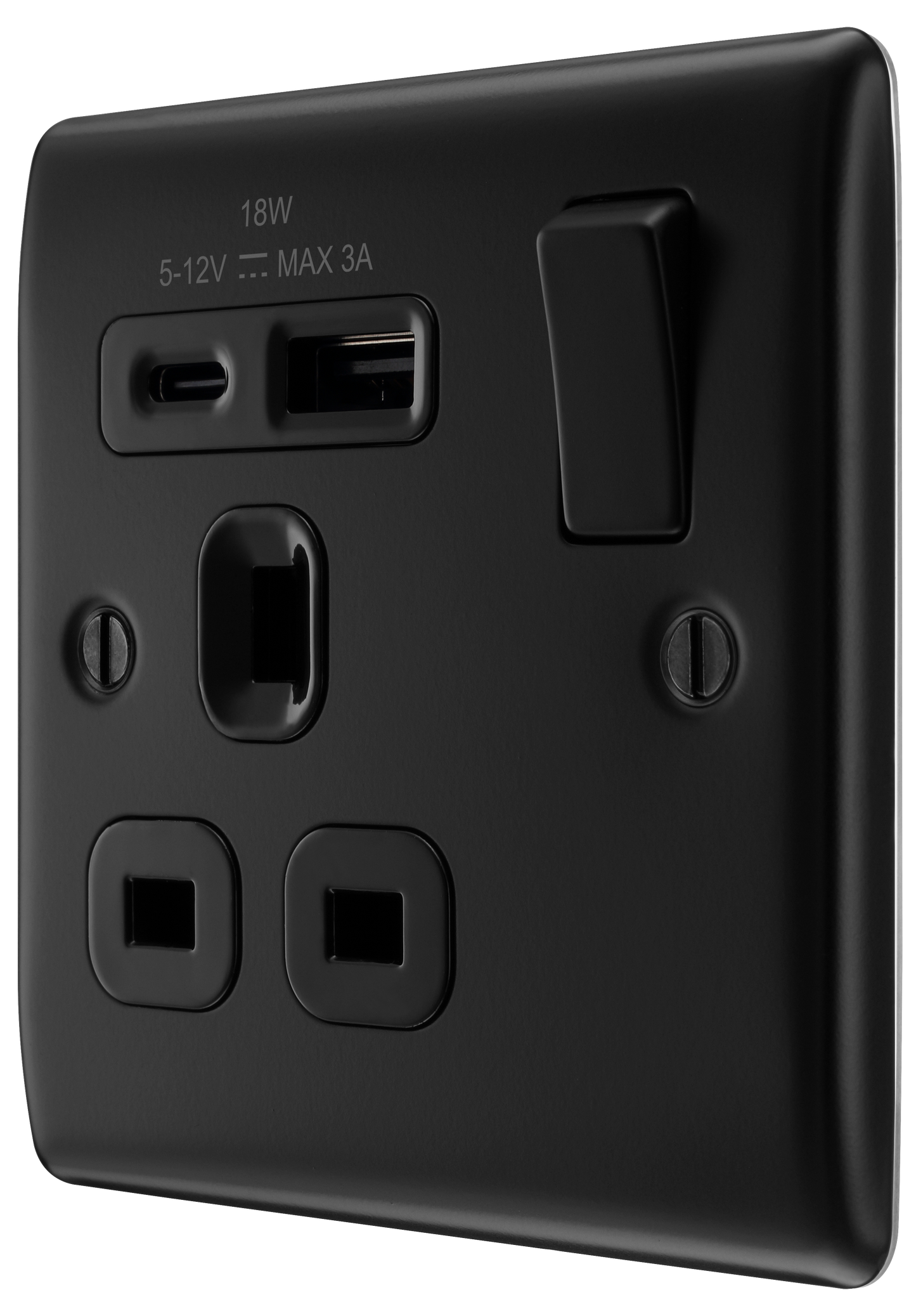 BG Nexus Metal Matt Black USB Charging Socket