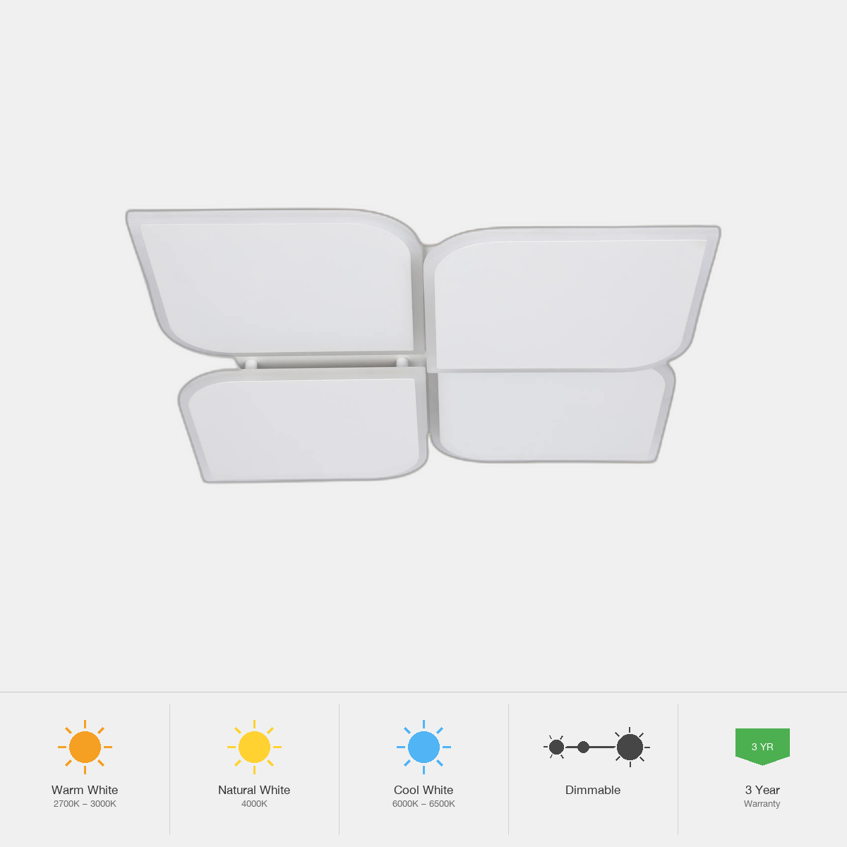 Tekled White LED Flush Mount Ceiling Light (Flower, Moon & Sta