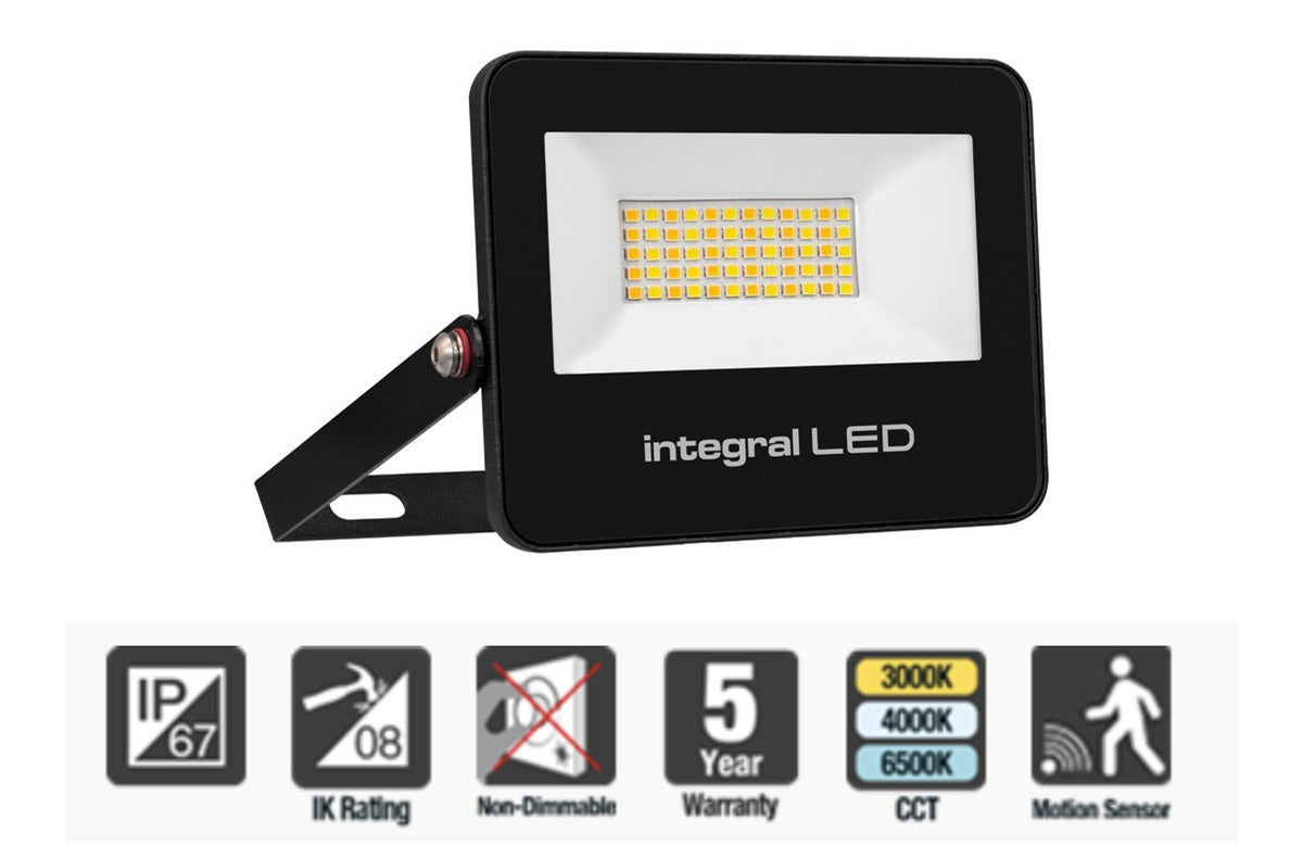 Integral Super Slim 2 Floodlight IP67 2000LM 20W Tuya 3000/4000/6500K 120° Dimmable 100LM/W Black