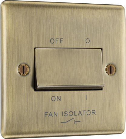 BG Nexus Metal Antique Brass 10A 3-Pole Fan Isolators