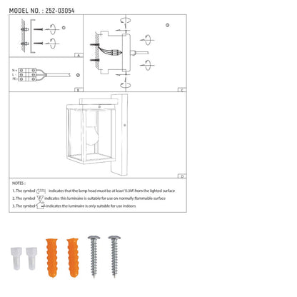 Ferda Outdoor Lantern Wall Light E27 Dark Grey