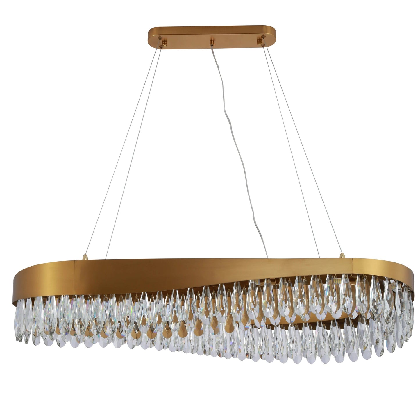 Faceted Long Pear Crystal Gold Metal Chandelier