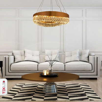 Faceted Long Pear Crystal Gold Metal Chandelier