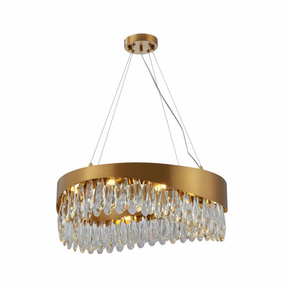 Faceted Long Pear Crystal Gold Metal Chandelier