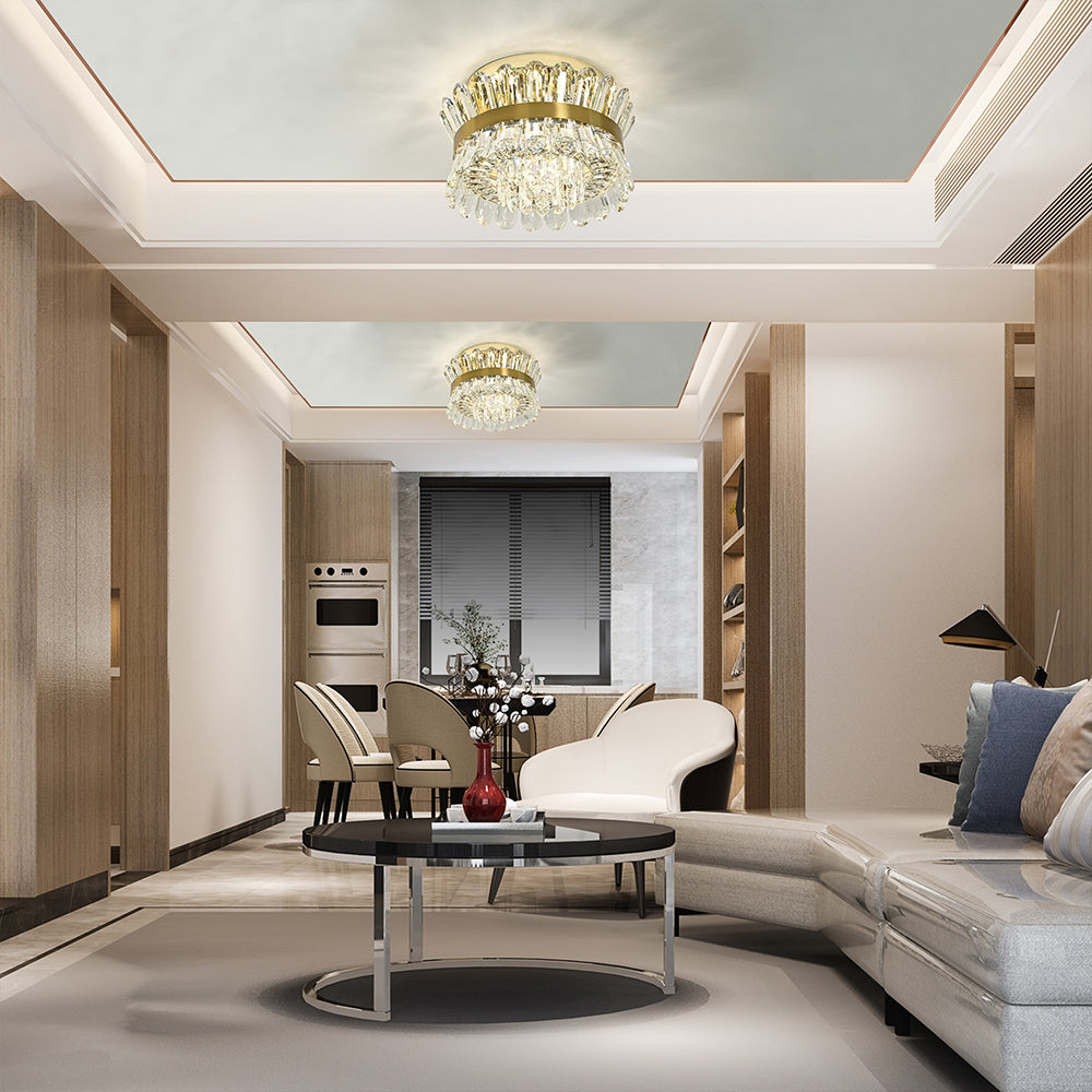 Flush Ring Crystal Deluxe Chandelier Ceiling Light