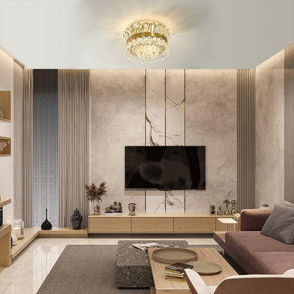 Flush Ring Crystal Deluxe Chandelier Ceiling Light