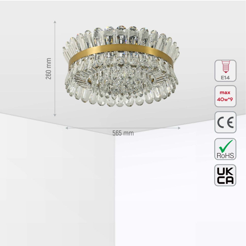 Flush Ring Crystal Deluxe Chandelier Ceiling Light