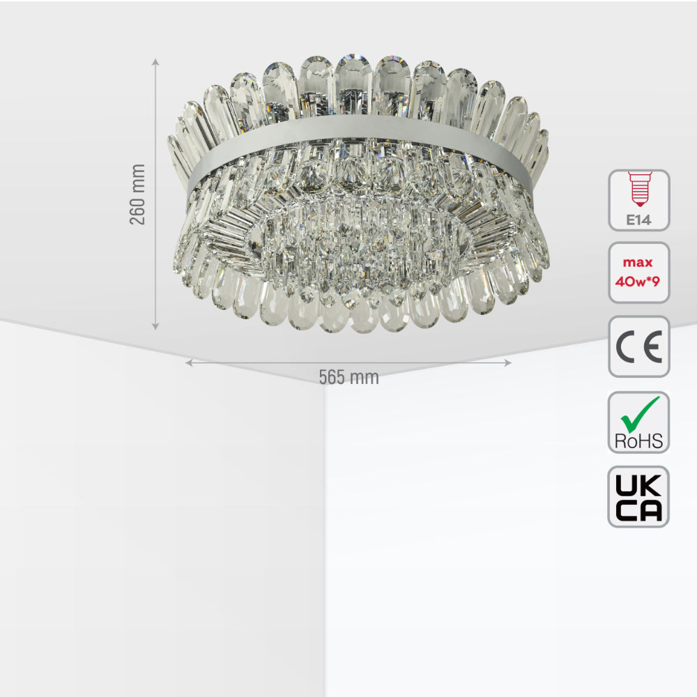 Flush Ring Crystal Deluxe Chandelier Ceiling Light