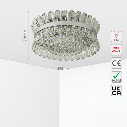 Flush Ring Crystal Deluxe Chandelier Ceiling Light