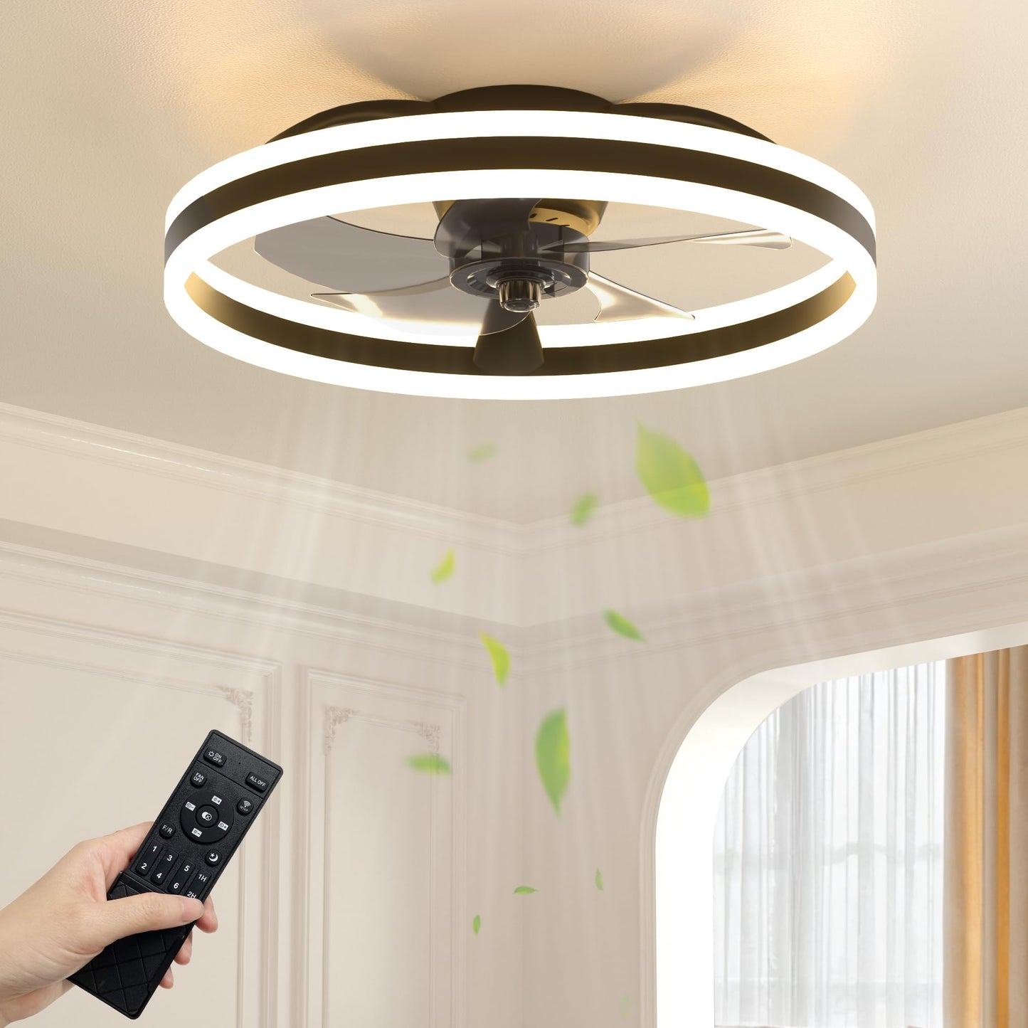 50cm Ceiling Fan with LED Light - Black