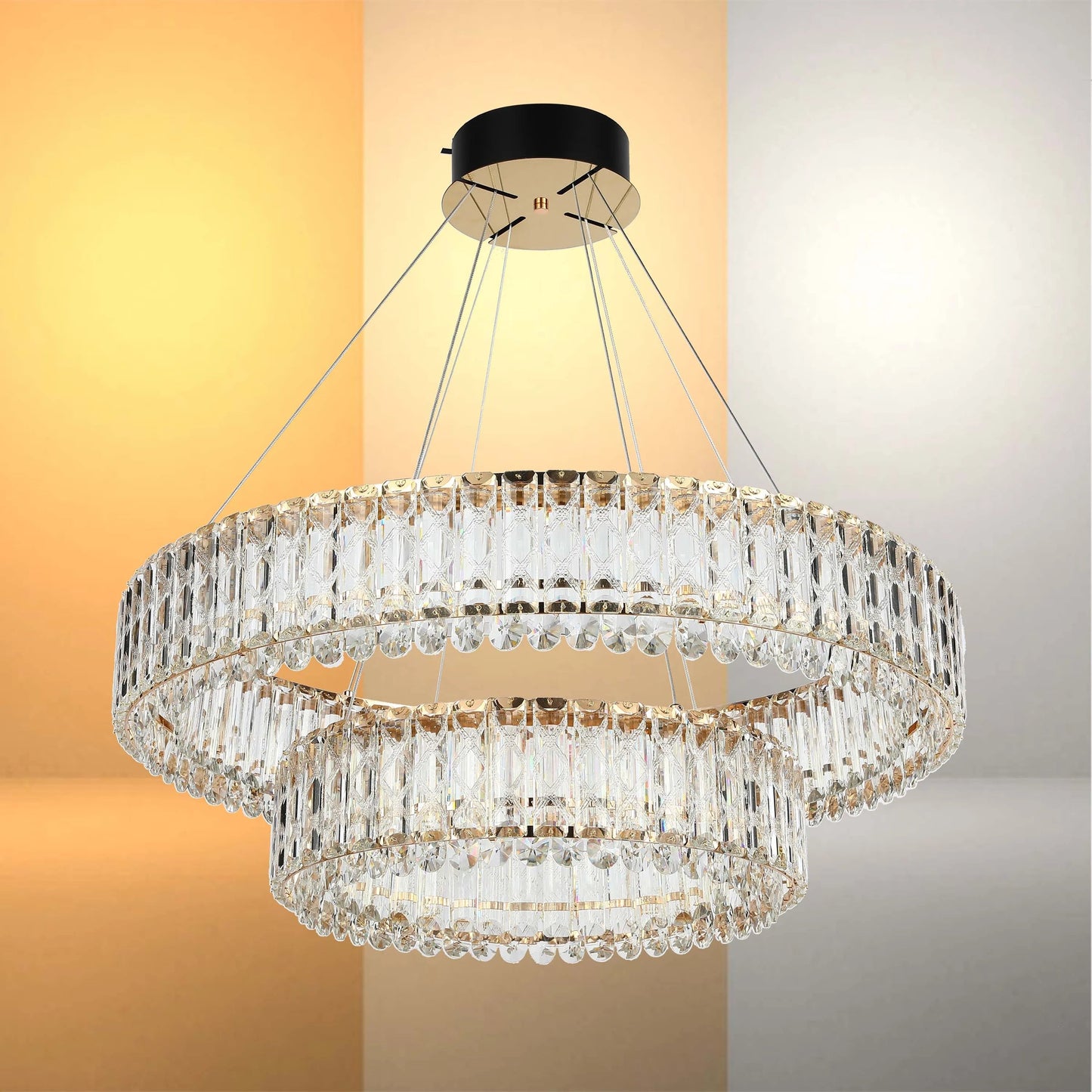 Gold Crystal Chandelier – Two-Tiered Circular or Single-Tier Oval