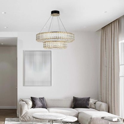 Gold Crystal Chandelier – Two-Tiered Circular or Single-Tier Oval