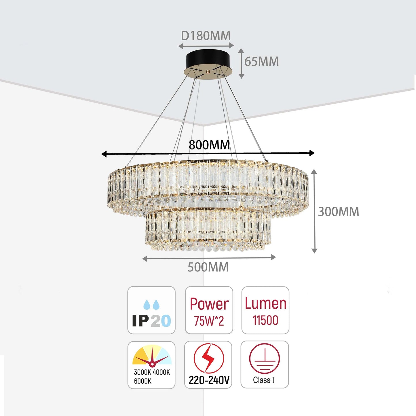 Gold Crystal Chandelier – Two-Tiered Circular or Single-Tier Oval