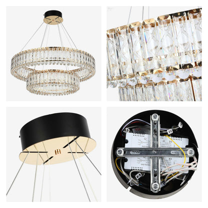 Gold Crystal Chandelier – Two-Tiered Circular or Single-Tier Oval