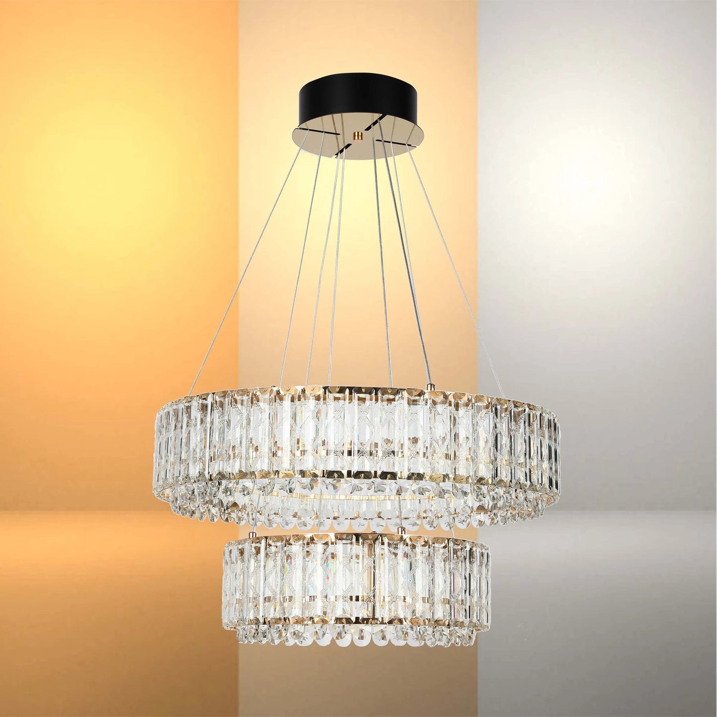 Gold Crystal Chandelier – Two-Tiered Circular or Single-Tier Oval