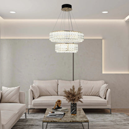 Gold Crystal Chandelier – Two-Tiered Circular or Single-Tier Oval