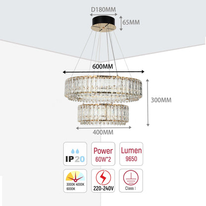 Gold Crystal Chandelier – Two-Tiered Circular or Single-Tier Oval