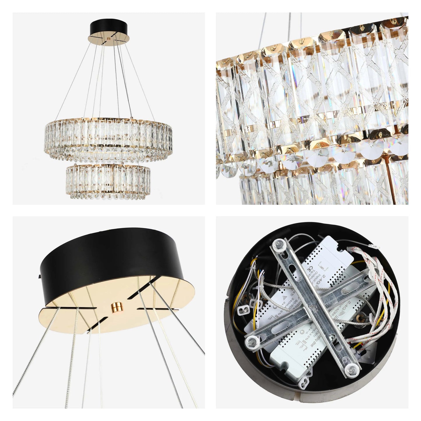 Gold Crystal Chandelier – Two-Tiered Circular or Single-Tier Oval