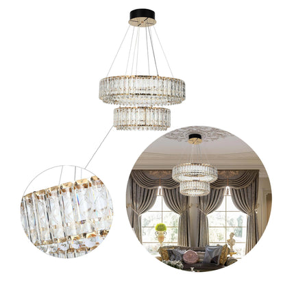 Gold Crystal Chandelier – Two-Tiered Circular or Single-Tier Oval