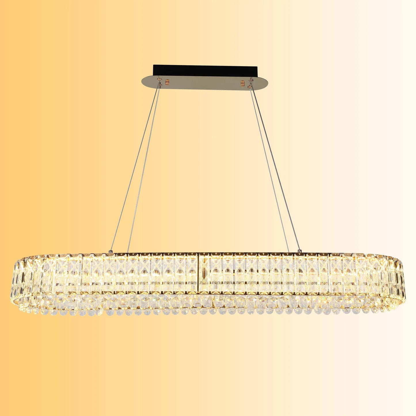Gold Crystal Chandelier – Two-Tiered Circular or Single-Tier Oval