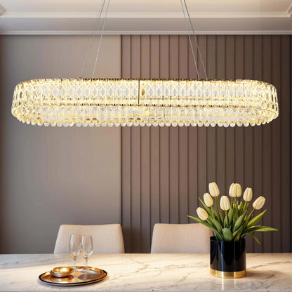 Gold Crystal Chandelier – Two-Tiered Circular or Single-Tier Oval