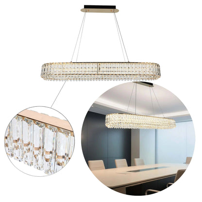 Gold Crystal Chandelier – Two-Tiered Circular or Single-Tier Oval