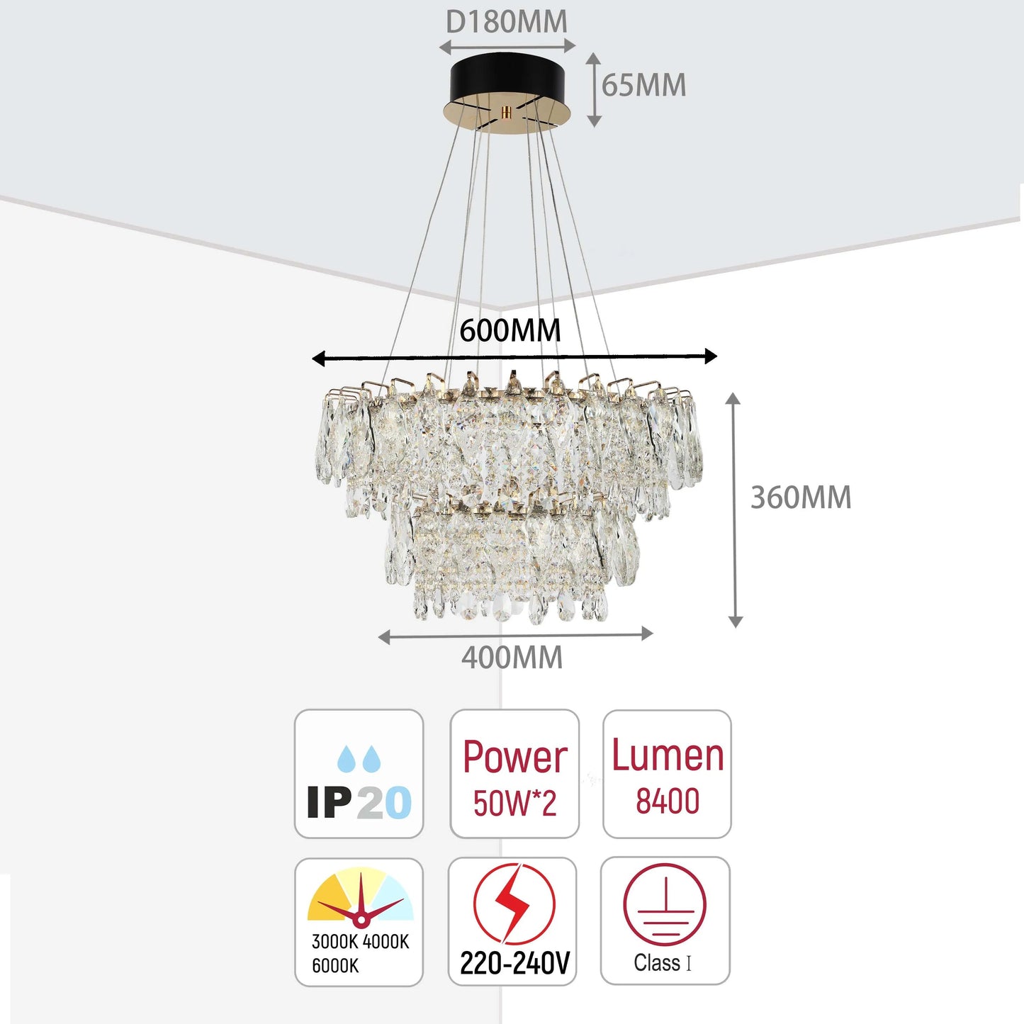 Gold Crystal Chandelier – Round and Oval