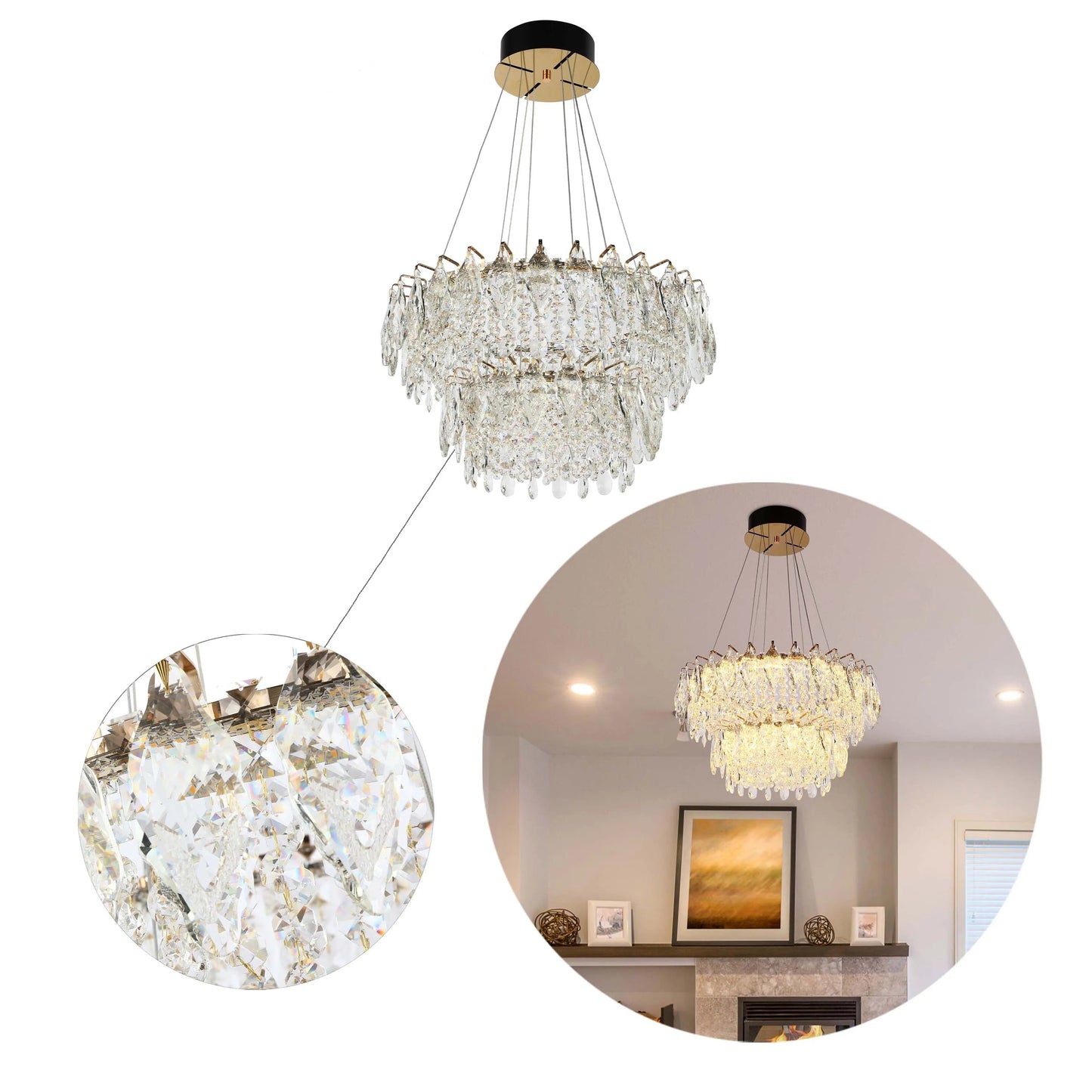 Gold Crystal Chandelier – Round and Oval
