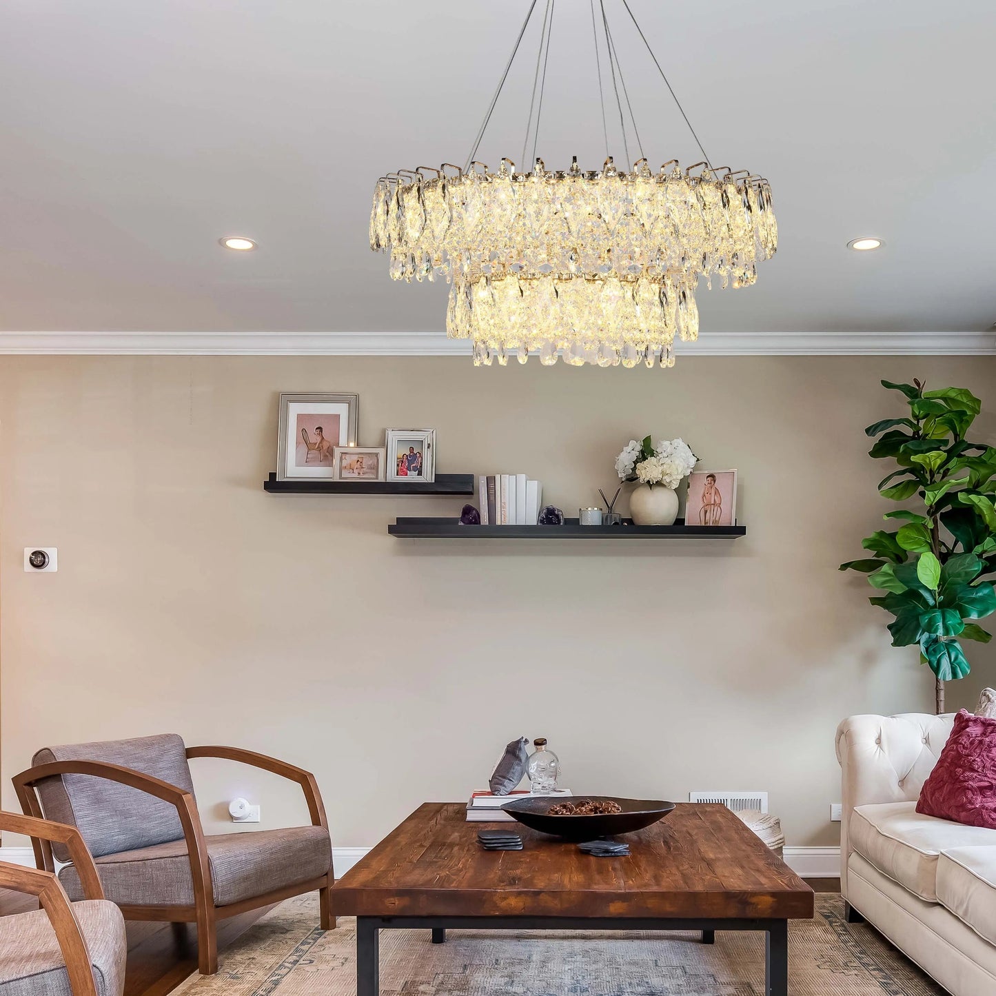 Gold Crystal Chandelier – Round and Oval