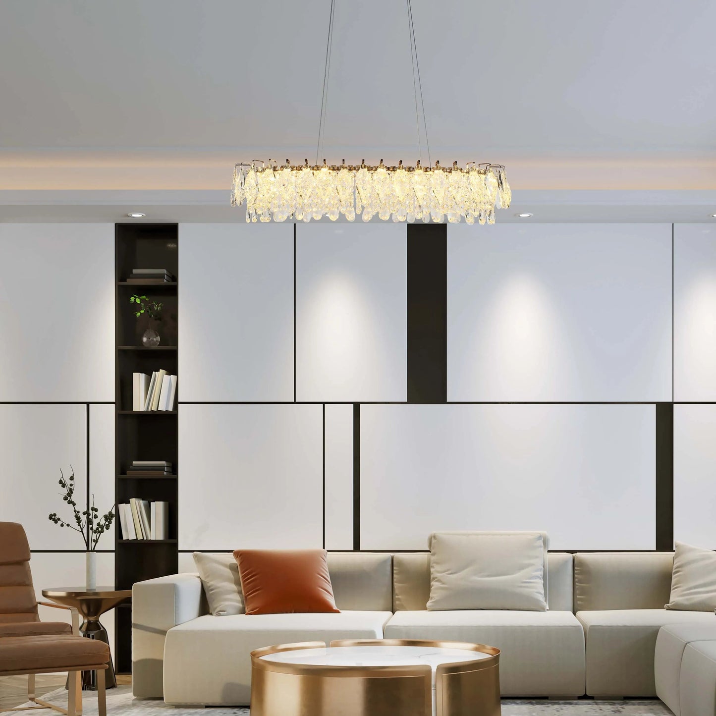 Gold Crystal Chandelier – Round and Oval