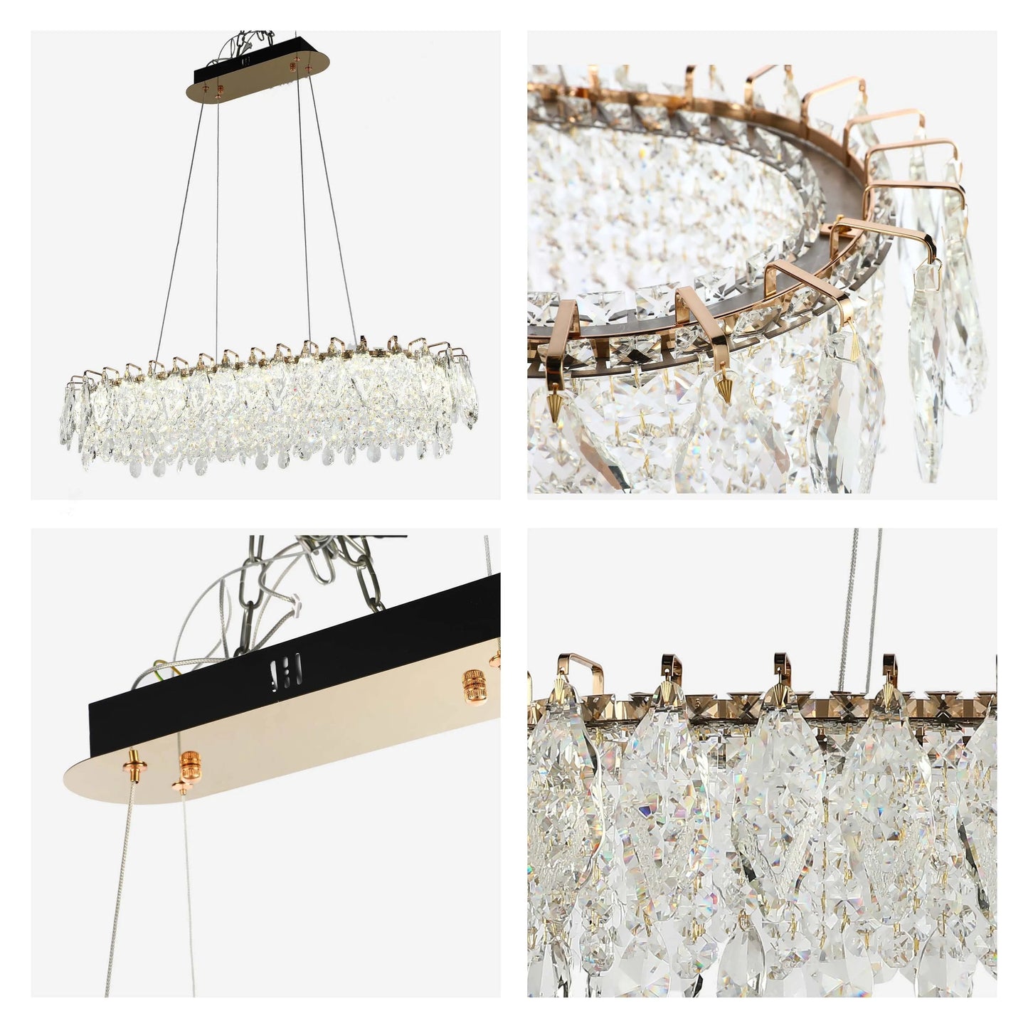 Gold Crystal Chandelier – Round and Oval
