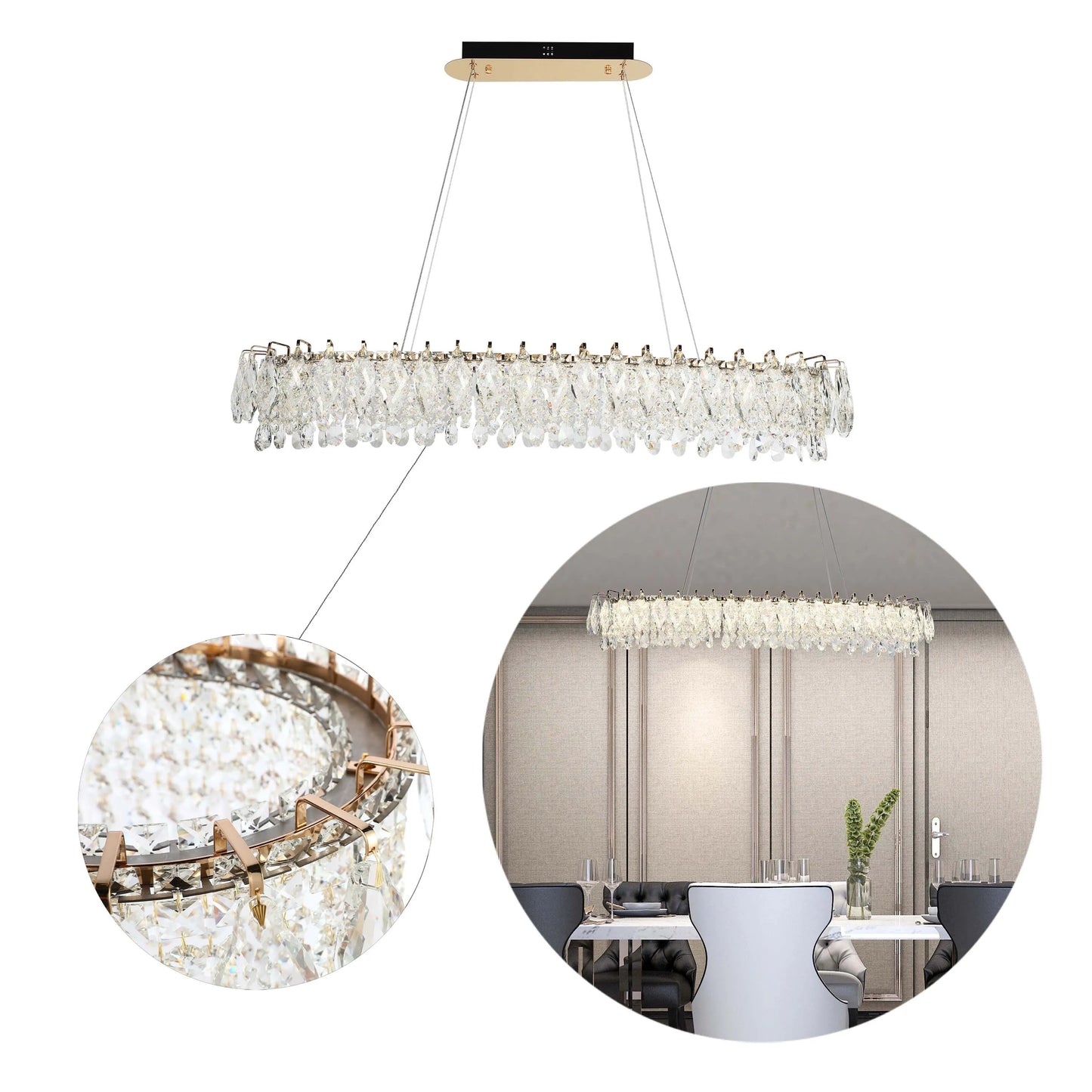 Gold Crystal Chandelier – Round and Oval