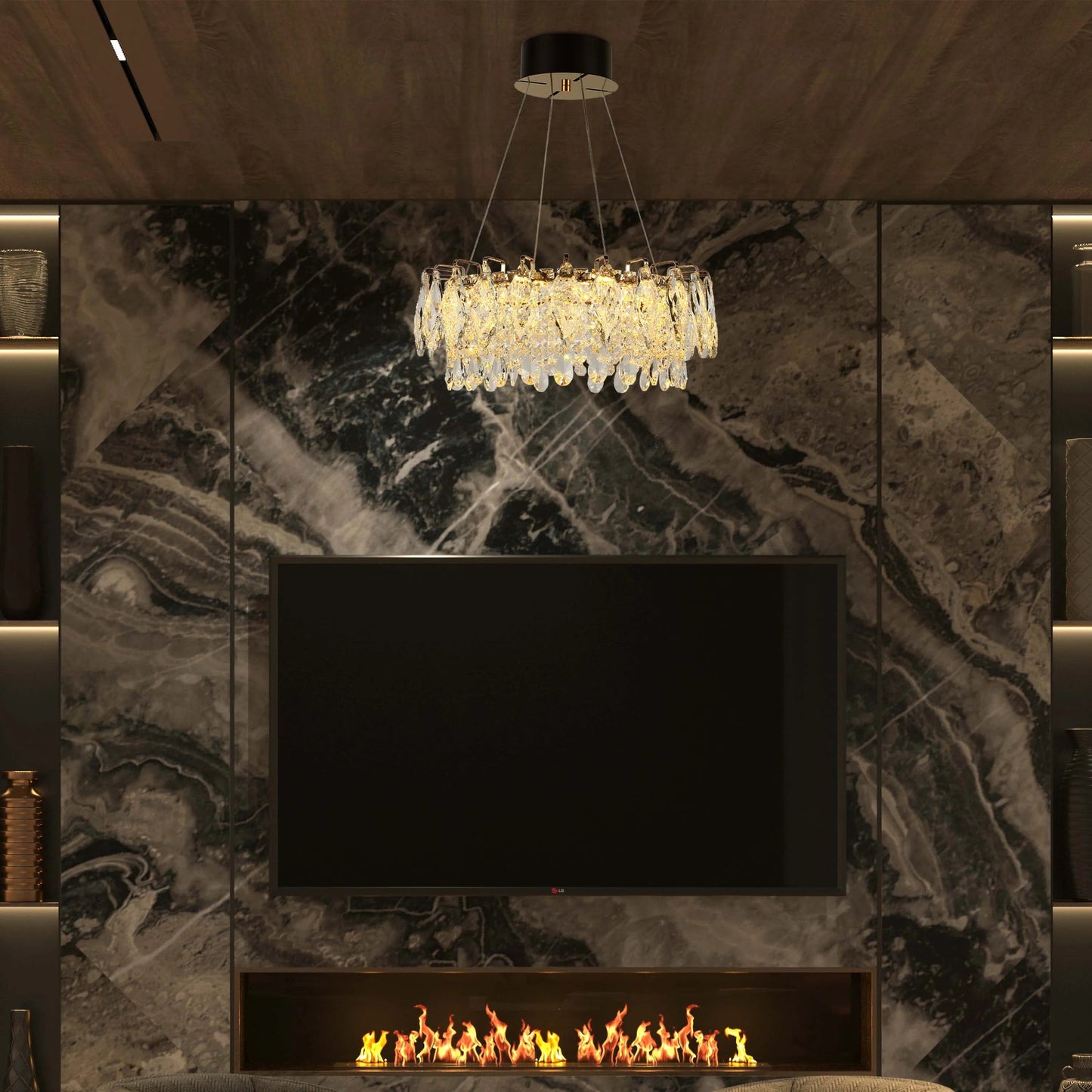 Gold Crystal Chandelier – Round and Oval