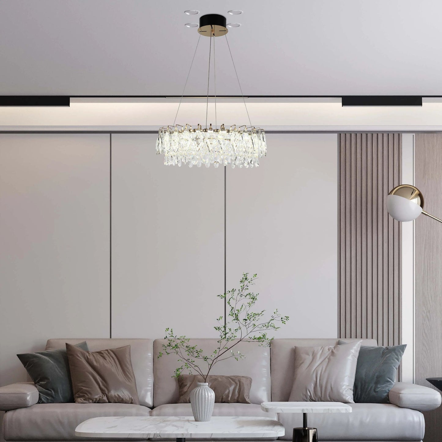 Gold Crystal Chandelier – Round and Oval