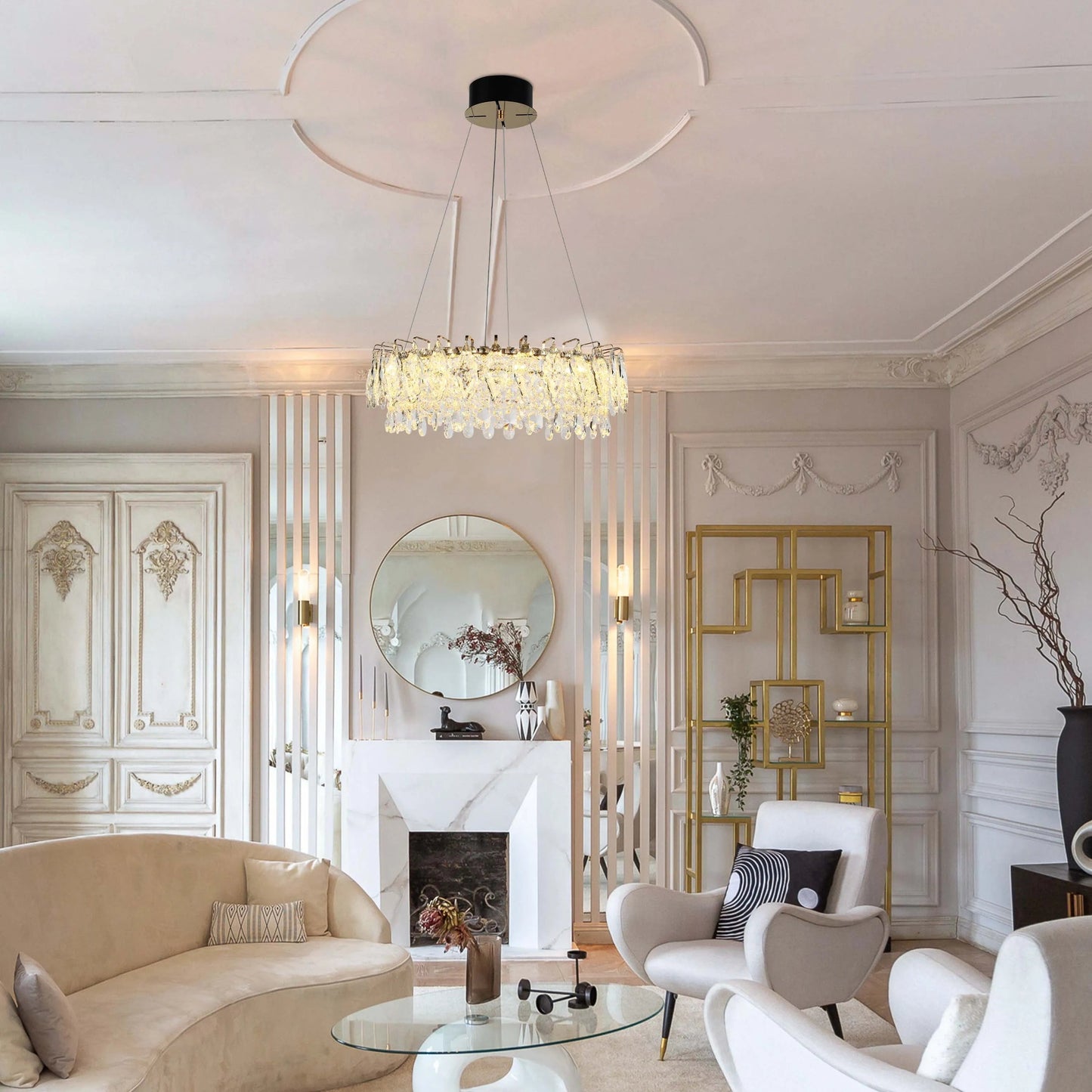 Gold Crystal Chandelier – Round and Oval