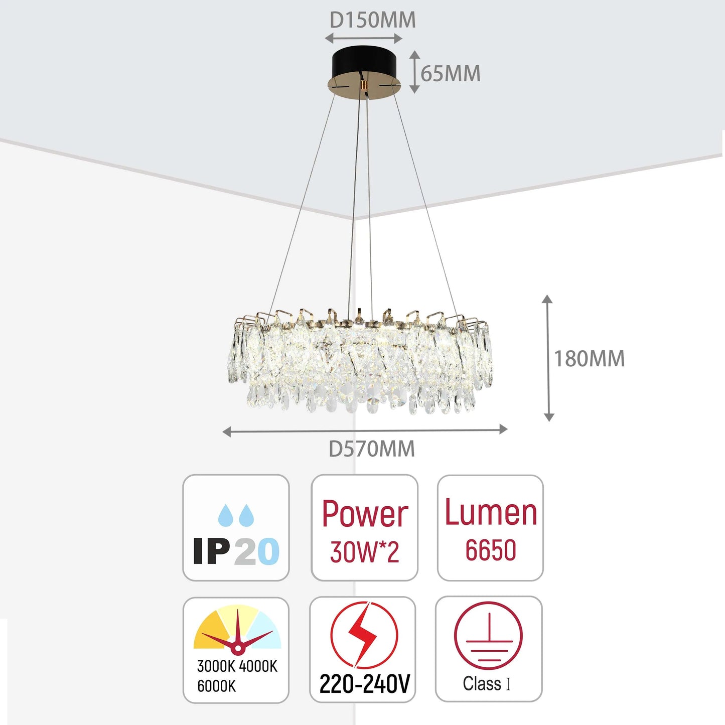 Gold Crystal Chandelier – Round and Oval